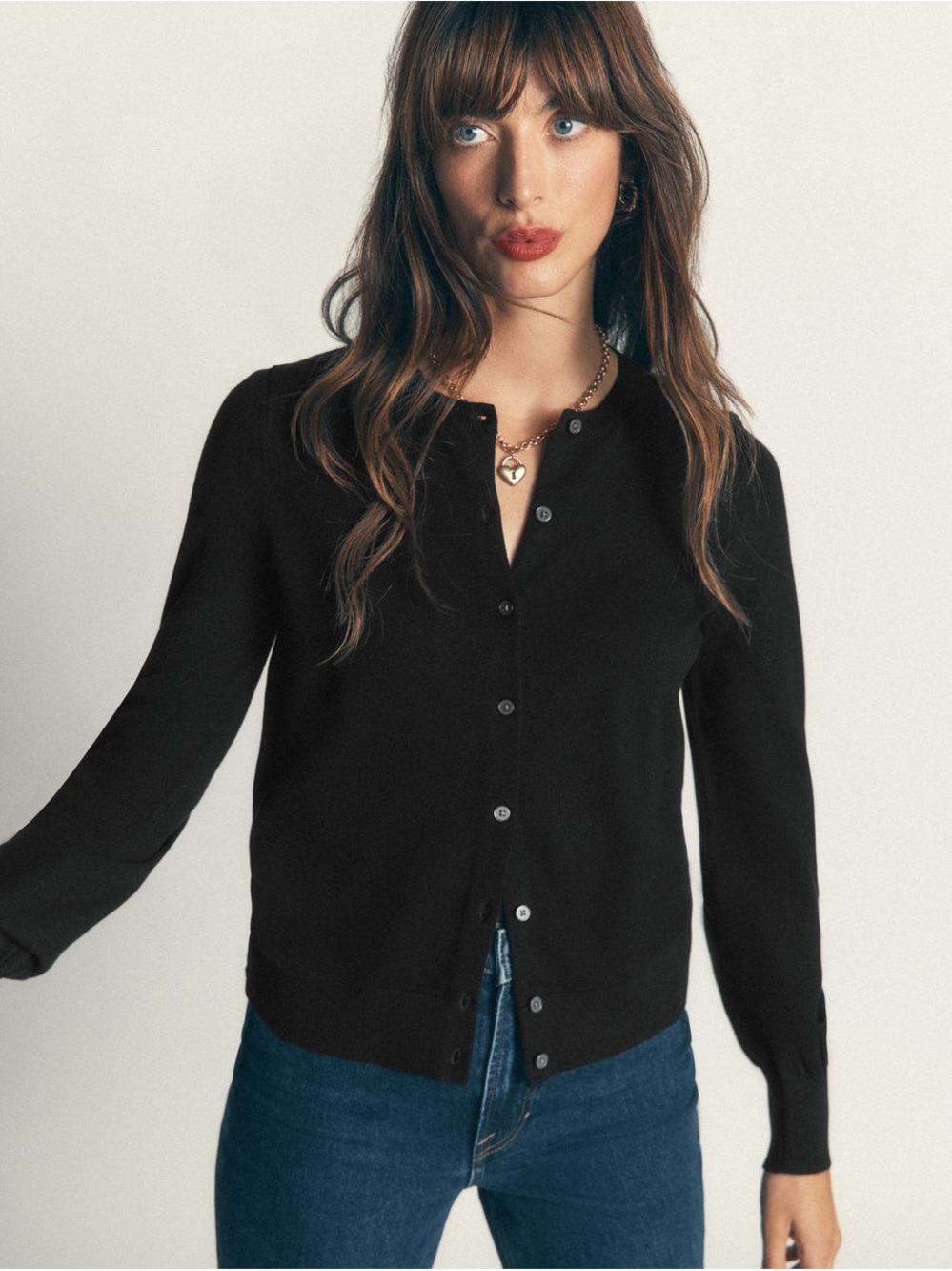 Boden Black Button-Front Women's Cardigan
